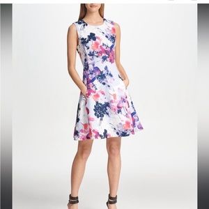 NWT DKNY flower dress lined floral purple sz 4 0204 easter